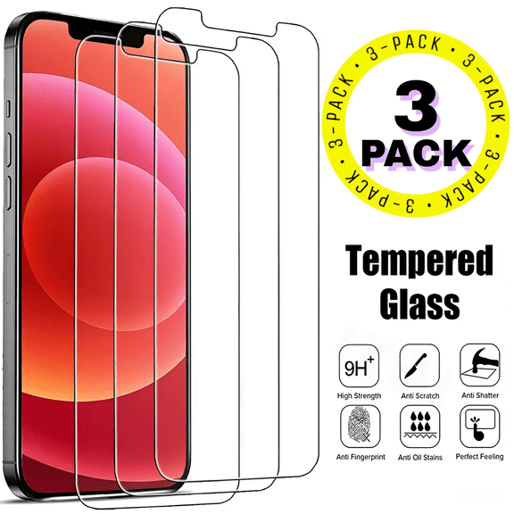 3-Pack for ( iPhone 6 ) Premium Tempered Glass Screen Protector, HD Ultra Clear Display, 9H Hardness, Scratch Resistant, Shatter Resistant, Bubble-Free Installation, Fingerprint Resistant, Case Frien