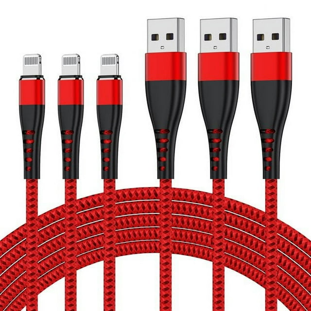 3 Pack iPhone Charger 6ft, Apple MFi Certified Long Lightning Cable