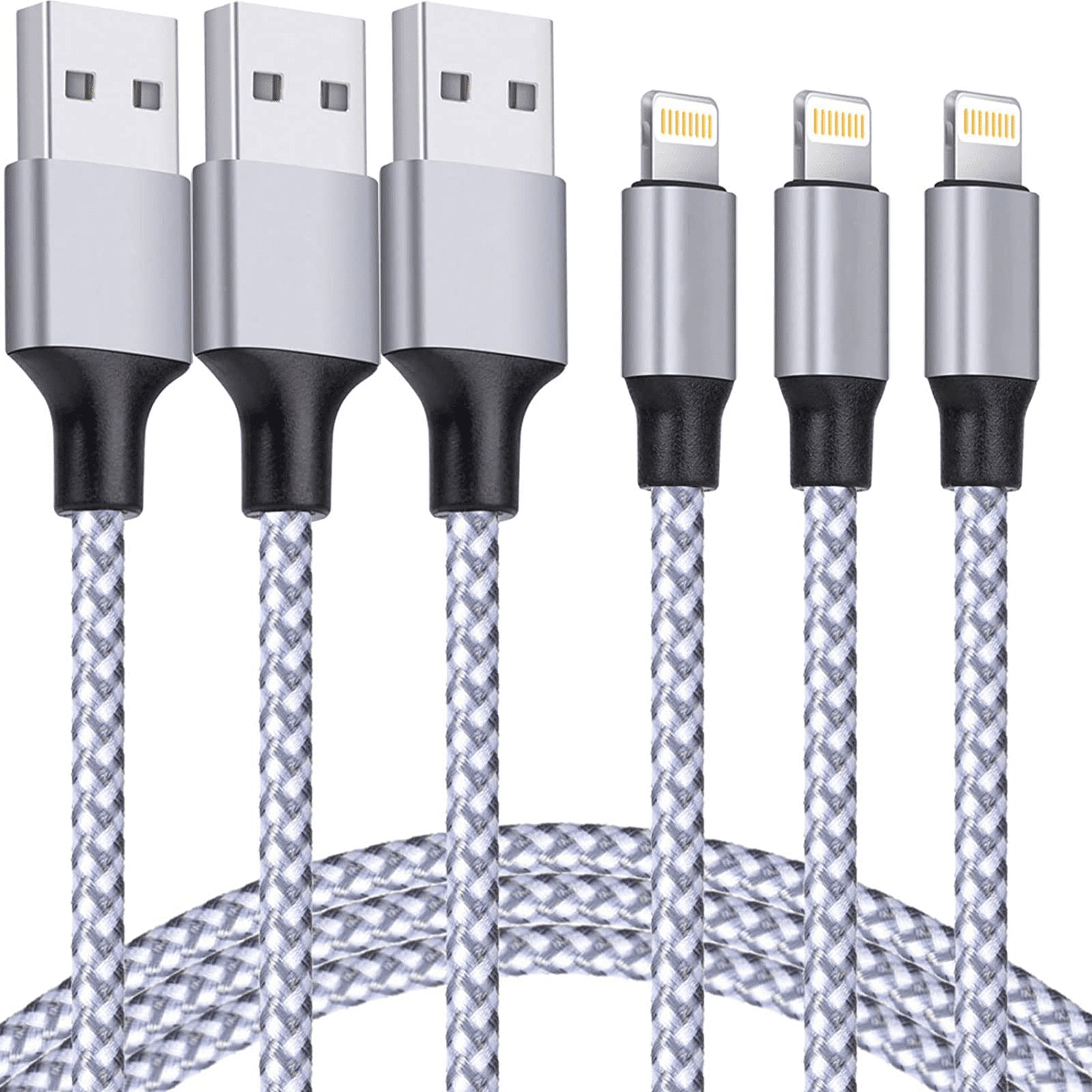 Apple MFi Certified 3 Pack iPhone Charger Cable, 6FT Fast Charger, USB
