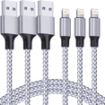 thumbnail image 1 of 3 Pack i-Phone Charger Cable, 6FT Apple Fast Charger, USB-B to  Apple Charger Compatible with iPhone, iPad,  iPod (Gray), 1 of 7