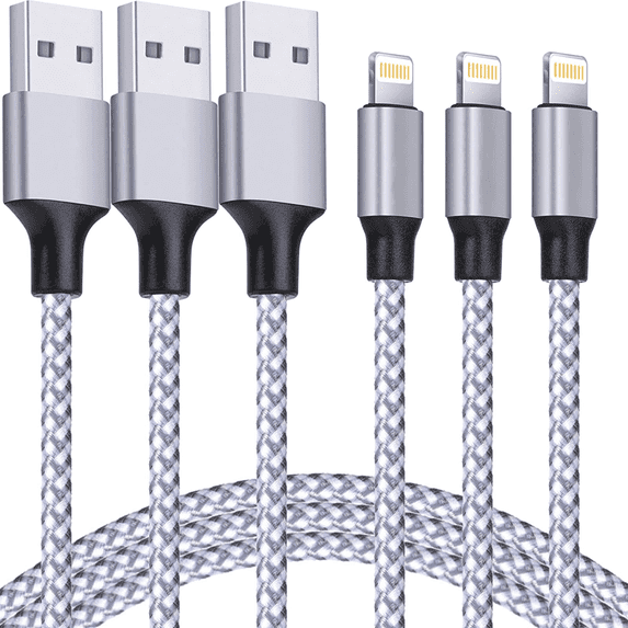 3 Pack i-Phone Charger Cable, 6FT Apple Fast Charger, USB-B to Apple Charger Compatible with iPhone, iPad, iPod (Gray)