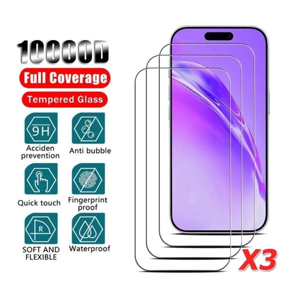 3 Pack ( iPhone X ) Premium HD Clear Tempered Glass Screen Protector, Full Coverage Protection, Anti-Shatter, Fingerprint Resistant, Ultra-Thin Durable Design