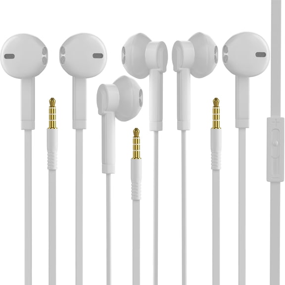 [3 Pack] in-Ear Headphones with Microphone,Earbuds Earphones Noise Cancelling Stereo,Pc Gaming Headset Wired,Bass Sound,High Definition,Compatible with iPhone/Android,Fits All 3.5Mm Interface - White