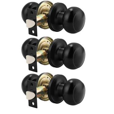 (3 Pack) knobelite Round Passage Door Knob(Non-Locking Knobs), Keyless Doorknobs Interior/Exterior Door Lockset,Passage Knobs for Hallway/Closet,Black Finish Modern Design Door Hardware