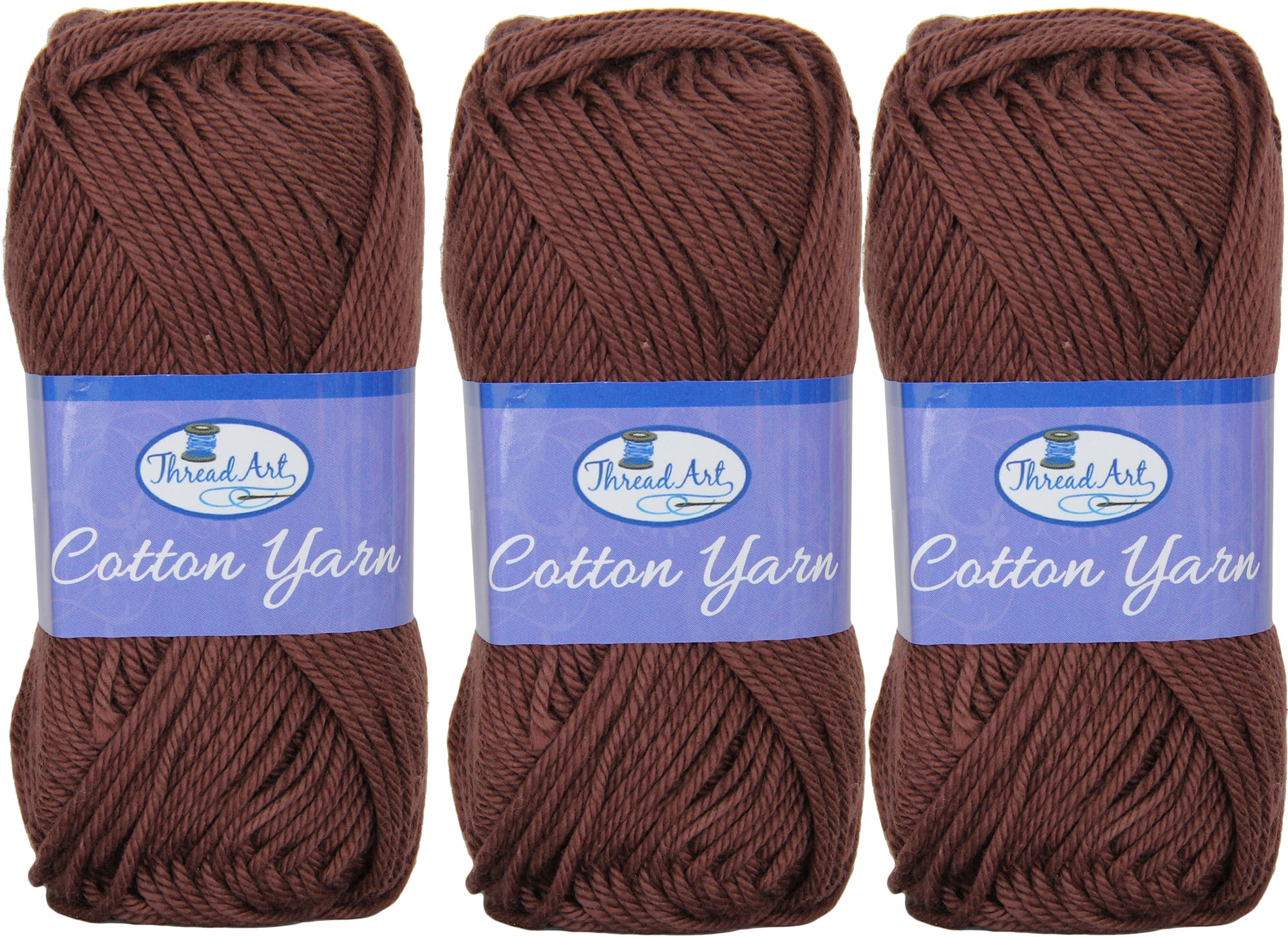 100% Pure Cotton Crochet Yarn by Threadart, Lt. Blue, 50 gram Skeins, Worsted Medium #4 Yarn