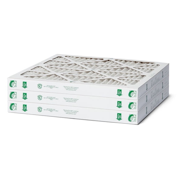 3 Pack of 16x20x2 MERV 10 Pleated 2" Inch Air Filters by Glasfloss. Actual Size: 15-1/2 x 19-1/2 x 1-3/4