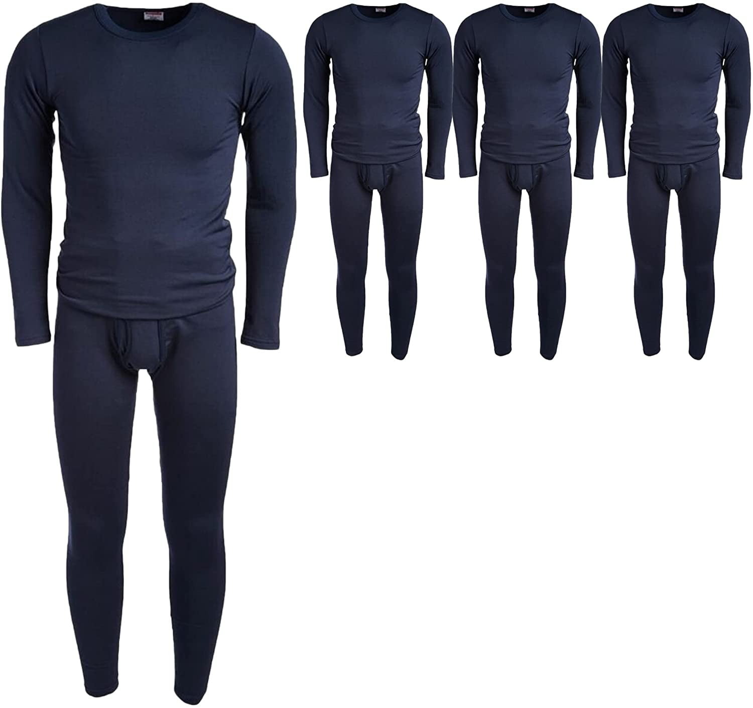 3 Pack of 2pc Thermal Sets for Men, Base Layer Long Johns Underwear, Top &  Bottom, Cotton, Solid Colors (X-Large, Navy Blue)