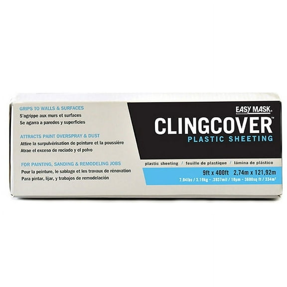 3-Pack of 9 x 400 Trimaco 79400 ClingCover Self-Adhering Plastic Sheeting