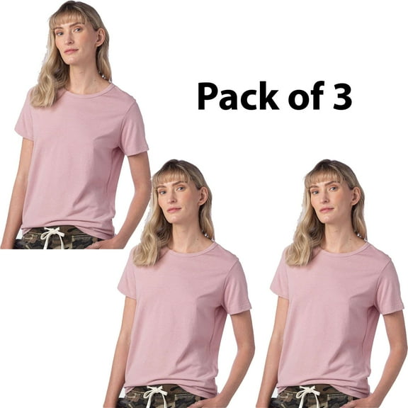 3 Pack of Alternative - Earthleisure Women's Modal Triblend Tee|Color: Rose Quartz, 4.4 oz, 40/35/25 TENCEL Modal/Cotton/Recycled polyester
