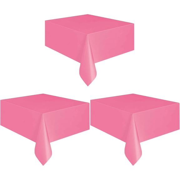 3 Pack of Disposable Plastic 54 x 108 inches Tablecloths Party Wedding Picnic Banquet Table Clothes Table Cover for Rectangle Tables
