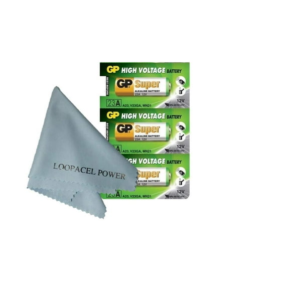 3 Pack of GP23AE GP 23A MN21 A23 V23GA VR22 12 Volt Batteries with Cloth