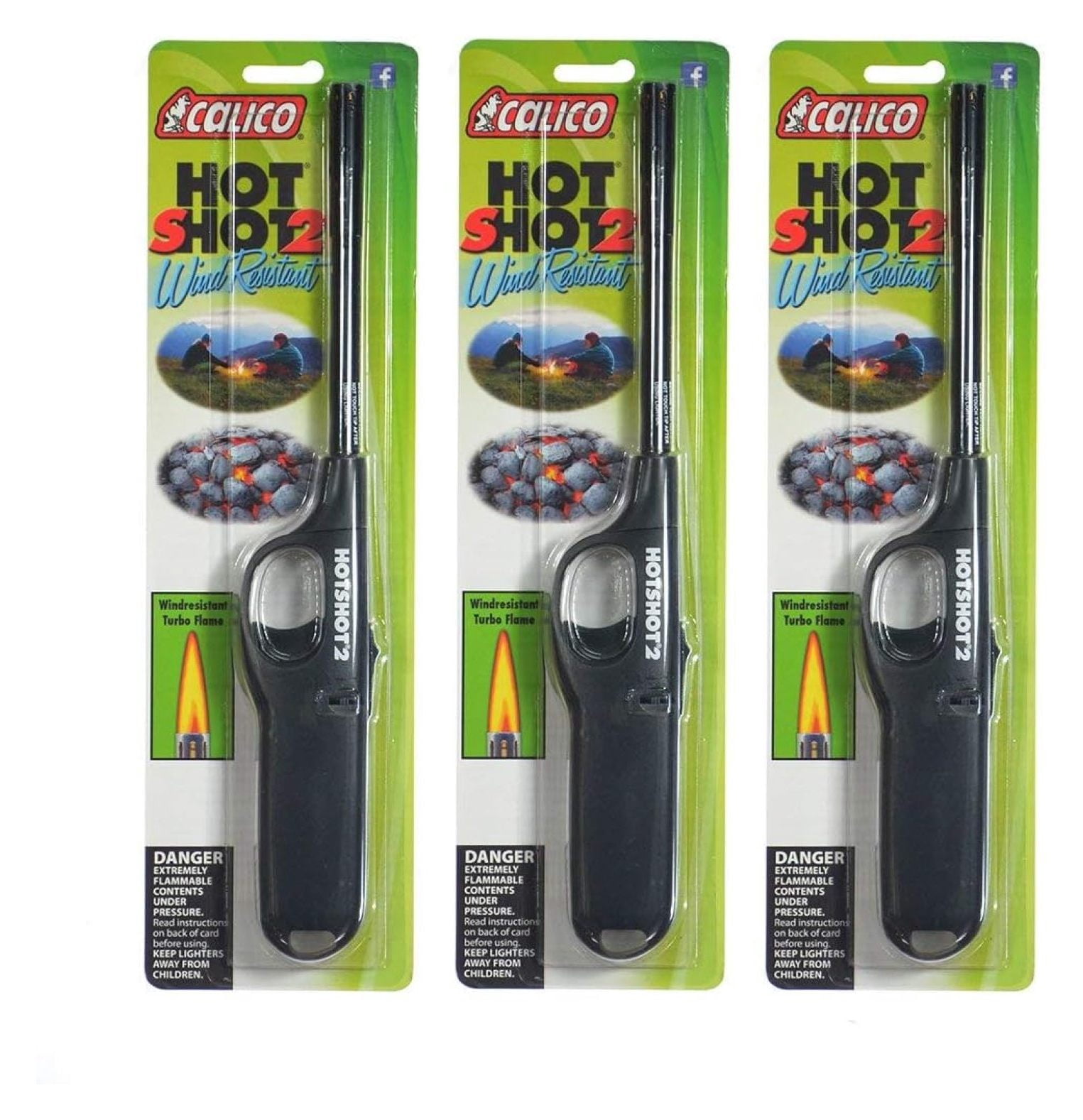 3 Pack of Gexandy HOT Shot 2 Wind Resistant Lighters