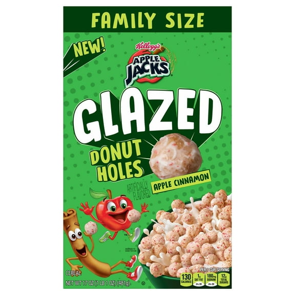 3 Pack of Kellogg's Apple Jacks Glazed Donut Holes Cereal - Family Size - 17 oz (Packaging Varies)