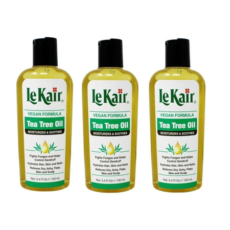 3 Pack of LeKair Tea Tree Oil Hair & Body Oil - Vegan Formula 3.4 Ounce