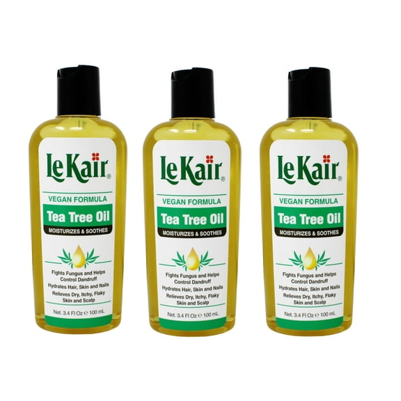 3 Pack of LeKair Tea Tree Oil Hair & Body Oil - Vegan Formula 3.4 Ounce