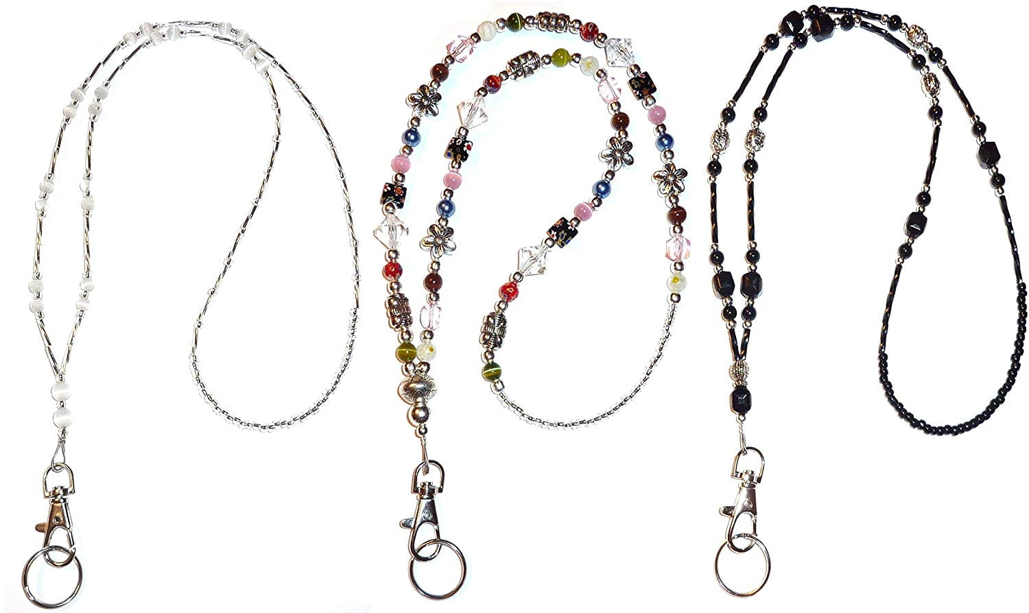 3 Pack of Our Most Popular Beaded Fashion Lanyards ID Badge Holders Strong