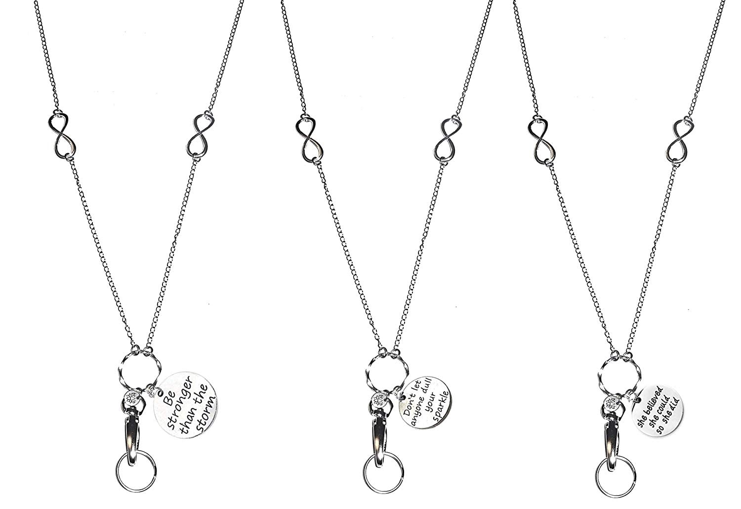 3 Pack of Our Most Popular Charm Lanyards ID Badge Holders Strong Women's