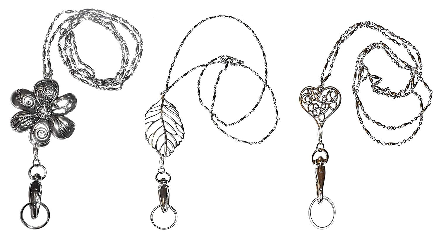 3 Pack of Our Most Popular Silver Trendy Lanyards ID Badge Holders Strong