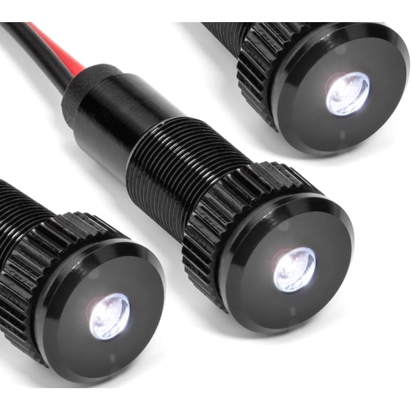 3 Pack of PLUG-N-PLAY Instrument Cluster LED Indicator Light Dash Bulbs (Black Bezel, White LED)