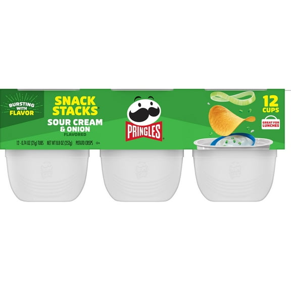 3 Pack of Pringles Sour Cream & Onion Snack Stacks Potato Crisps Chips - 12 ct (Packaging Varies)