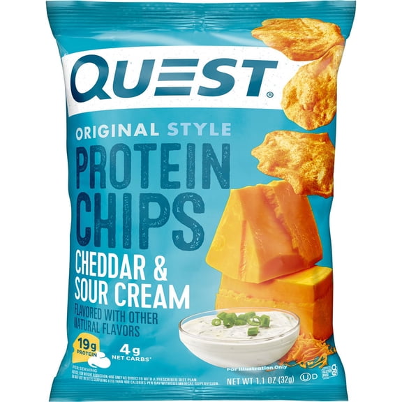 3 Pack of Quest 19g Protein Chips - Cheddar & Sour Cream - 1.1 oz (Packaging Varies)