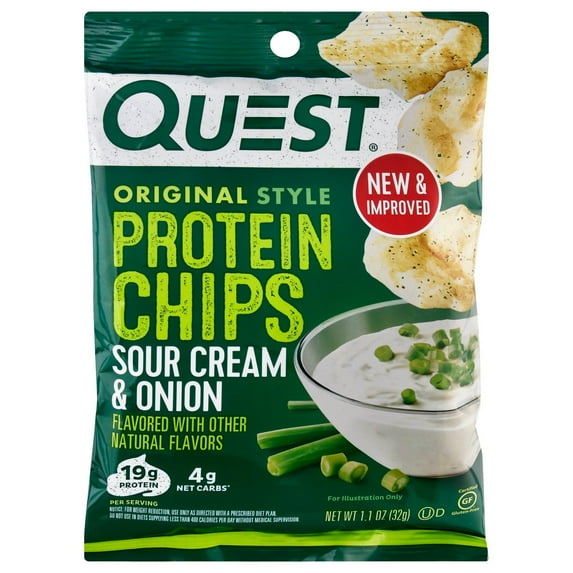 3 Pack of Quest 19g Protein Chips - Sour Cream & Onion - 1.1 oz (Packaging Varies)