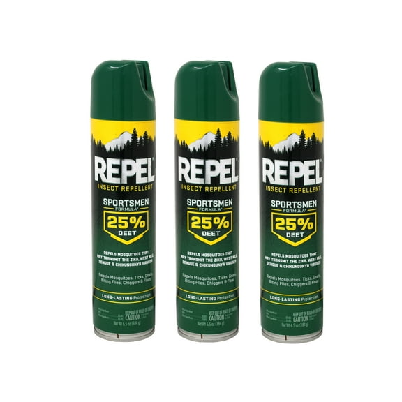 3 Pack of REPEl Sportsmen Formula Aerosol 25% DEET (NEW) 6.5 oz