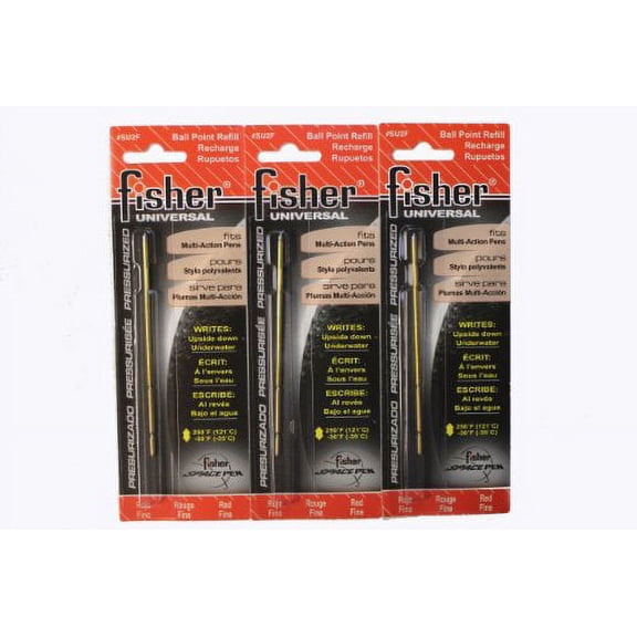 3 Pack of Red Fine Point Fisher Space Pen UNIVERSAL Refills