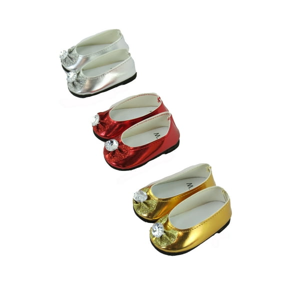 3 Pack of Silver, Red, and Gold Flats with Diamond