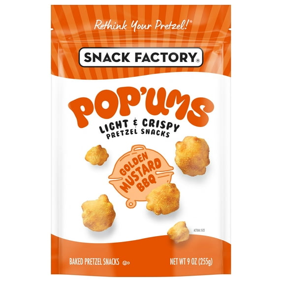3 Pack of Snack Factory Pop'ums Baked Pretzel Snacks - Golden Mustard BBQ - 9 oz (Packaging Varies)