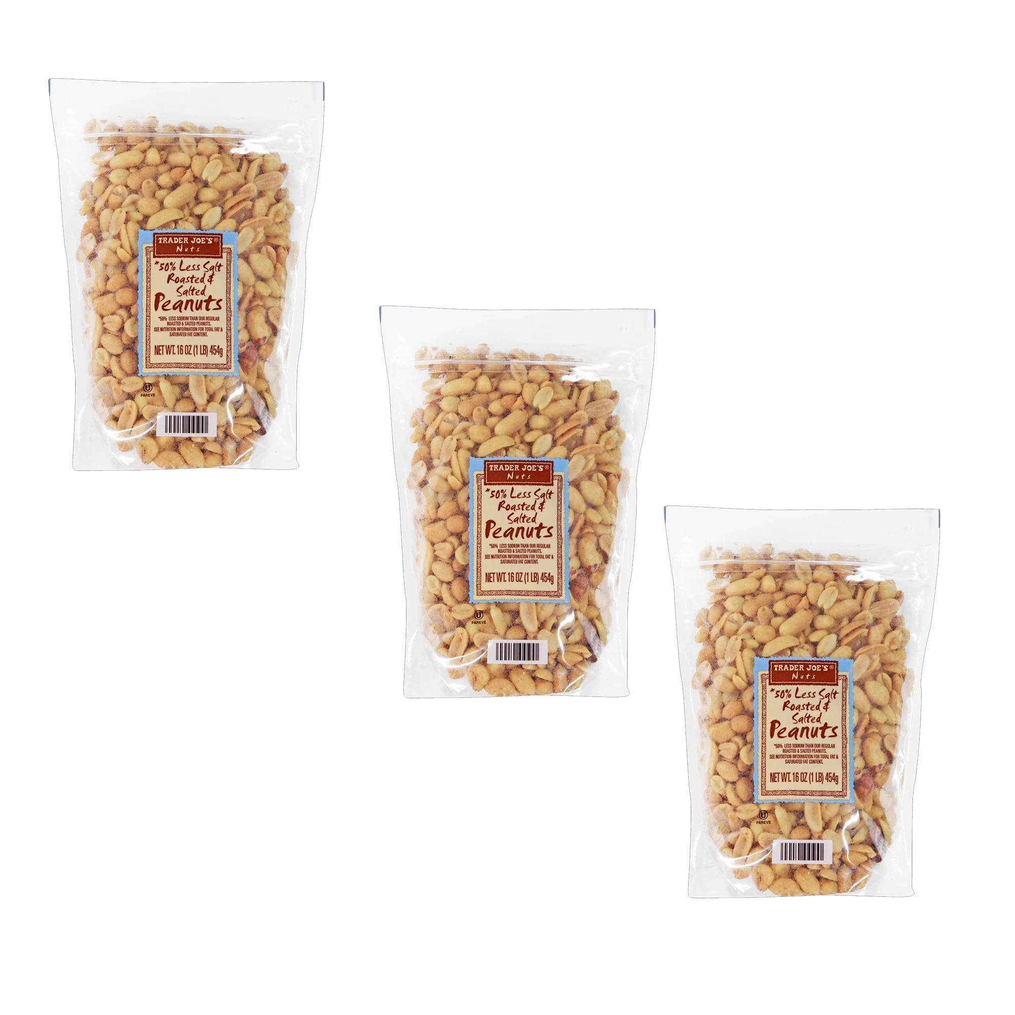 3 Pack of Trader Joe’s - 50% Less Salt Roasted & Salted Peanuts | 1Lb a ...