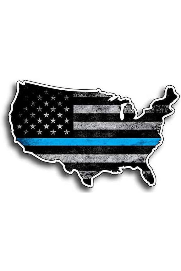 3 Pack of USA Shaped Thin Blue Line Police Officer BLM American Flag Vinyl Decal Sticker Car Truck 3" x 5.5"