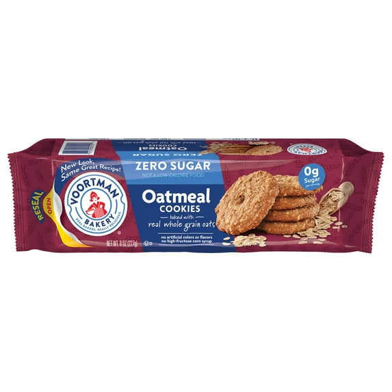 3 Pack of Voortman Zero Sugar Oatmeal Cookies - 8 oz (Packaging Varies)