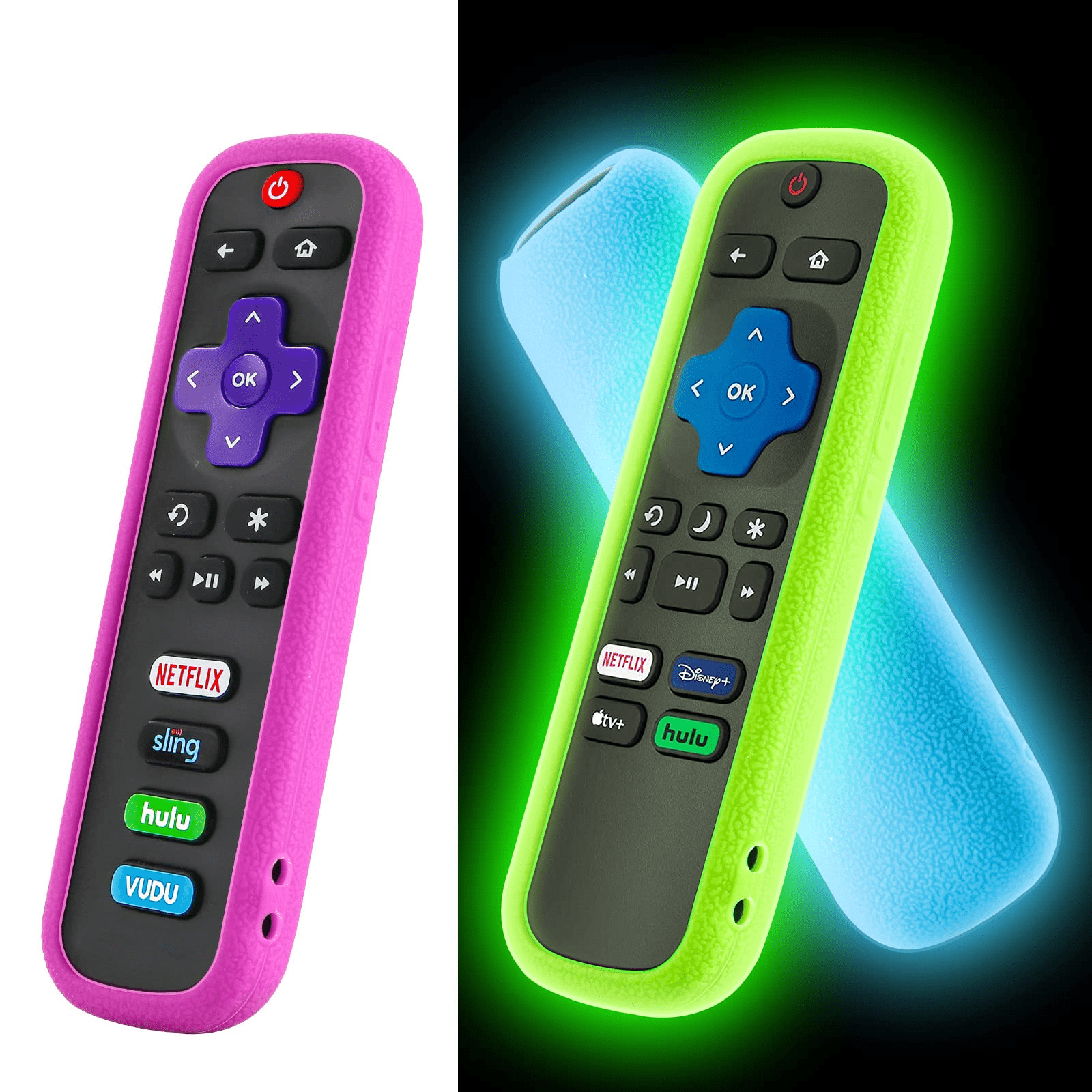 Wellbom 3 Pack Roku Remote Cover, Remote Case for Voice Remote, Glow in The Dark Protective Controller Sleeve Skin for Roku Streaming Stick