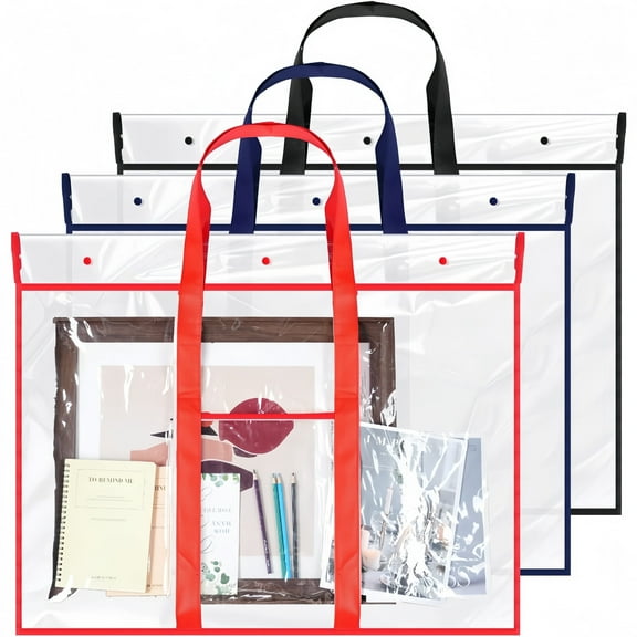 3 Pack PVC Art Portfolio Bag - Large Capacity Storage Pouch for Posters