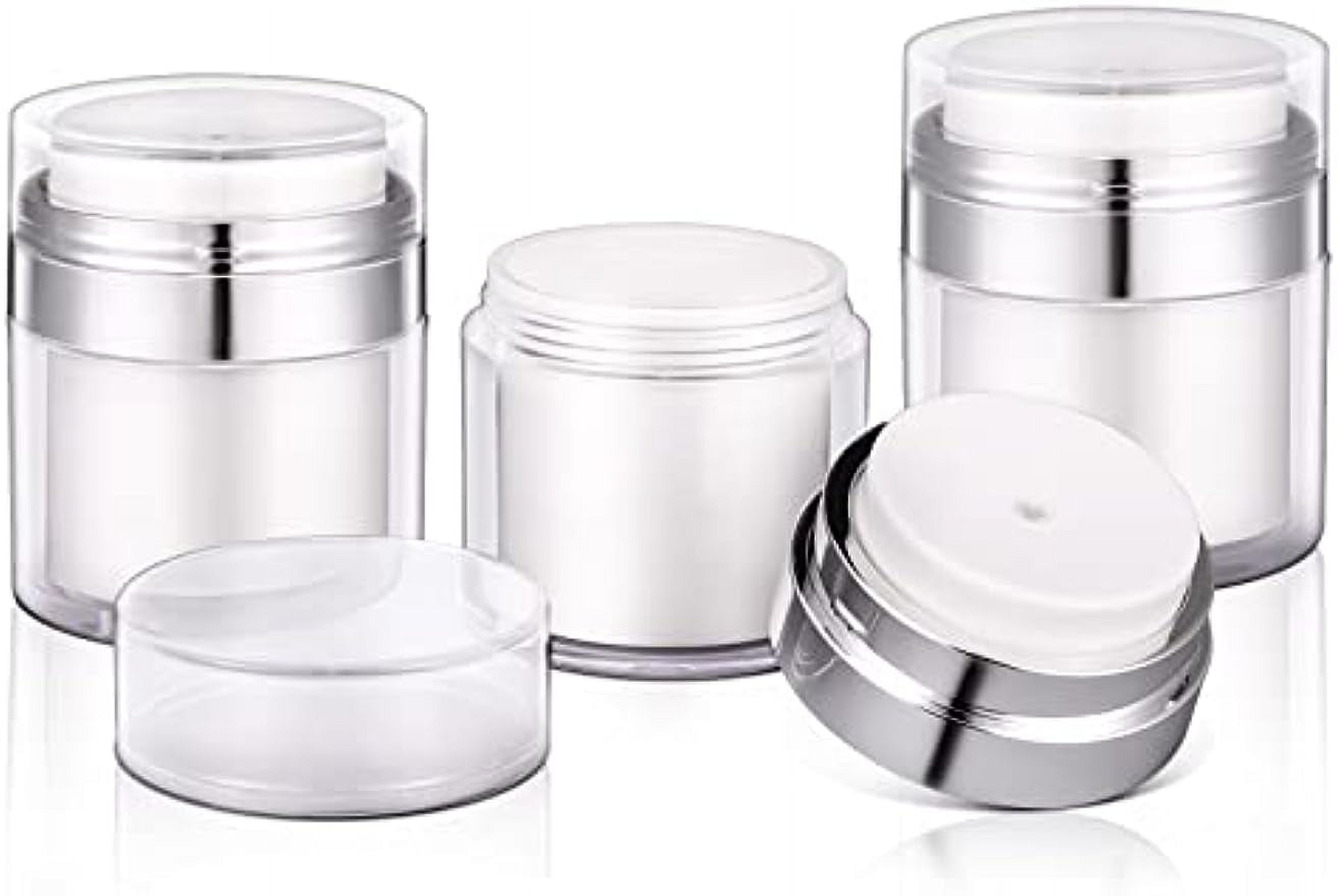 3 Packs 1.1 oz Airless Pump Jar, Refillable Cream Jar Vacuum Bottle