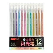 3 Packs 12 Colors Glitter Gel Pens with Metallic Ink Smooth Writing for Adults Coloring Art Crafts Journaling Scrapbooking 10ml Refillable Gel Pens for Drawing DIY Decorations