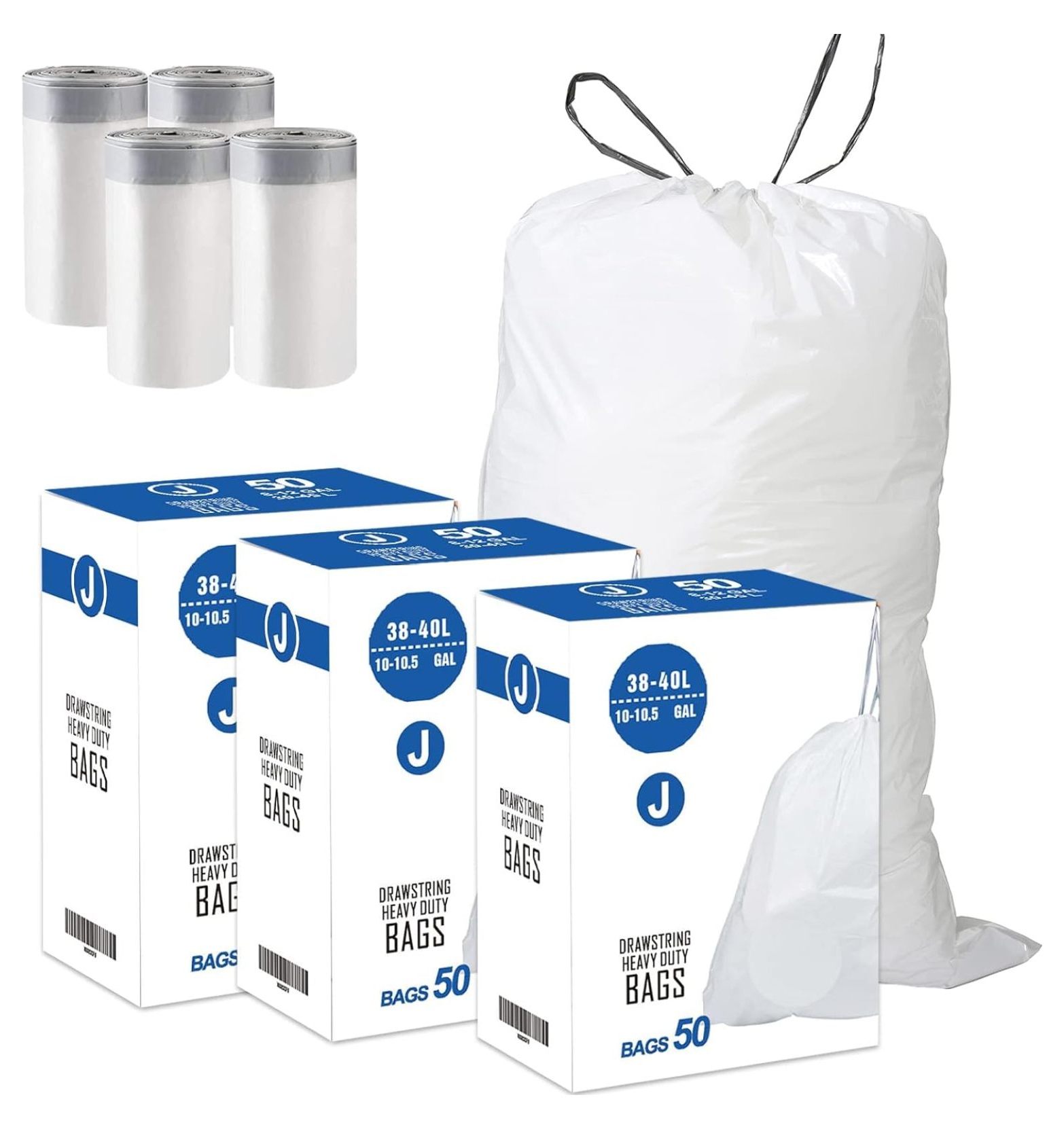 3 Packs(150 Count Total) Code J 1010.5 Gallon Heavy Duty Drawstring