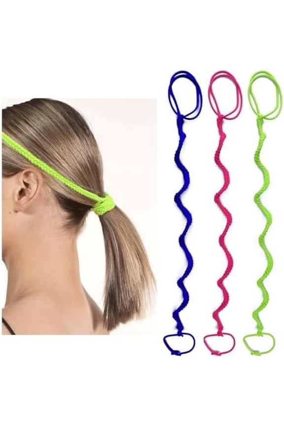 3 Packs 16" Hair Ties No Metal Hook for Women, Elastic Hair Bands for Short Fine Hair Workout Ponytails Holders Stong Strechy Pony Tail Wrap Hair Tie for Swimming  Rides
