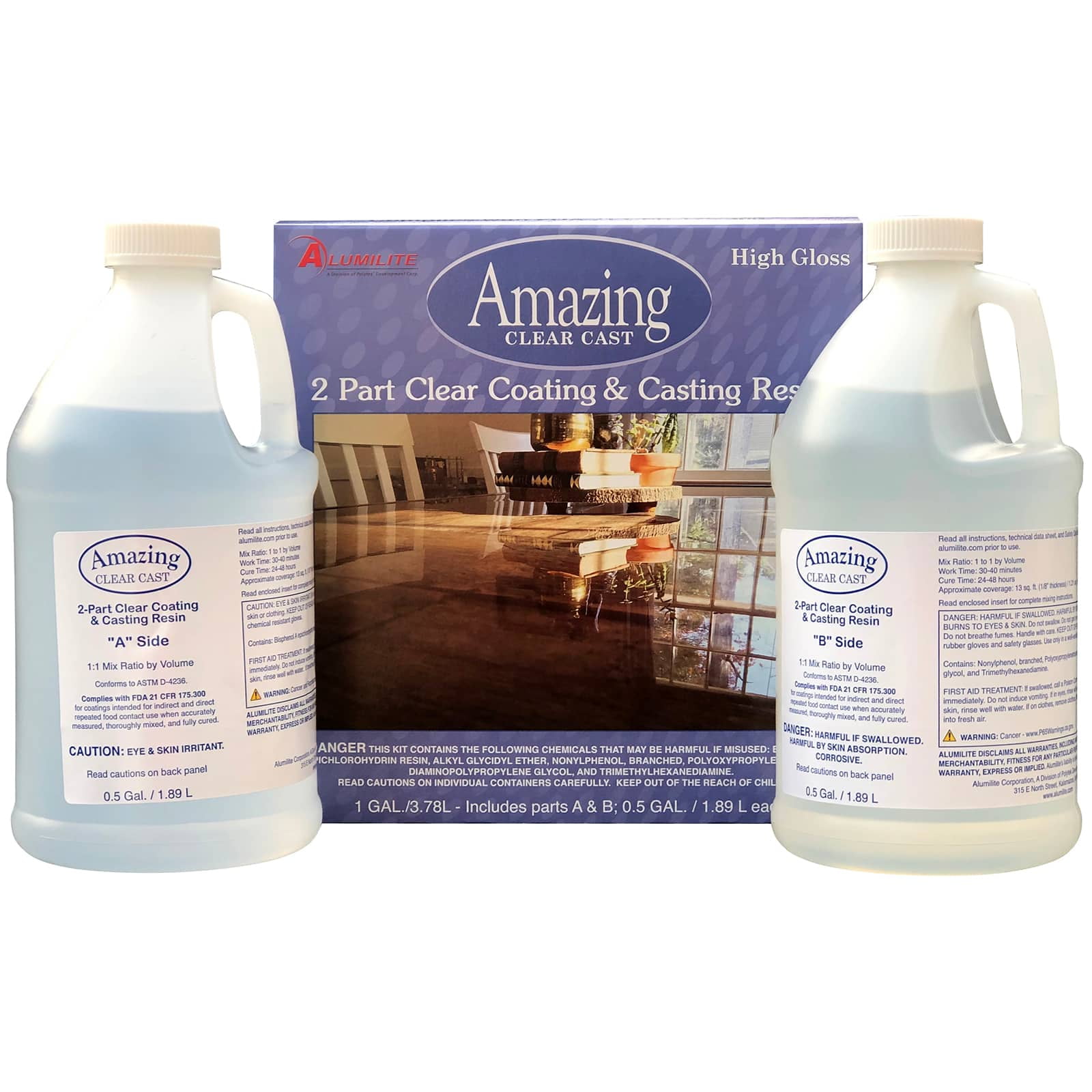 Alumilite Clear Epoxy Casting Compound - High Gloss, Durable Finish - 1:1  Mix Ratio - FDA Approved for Food Contact in the Craft Supplies department  at