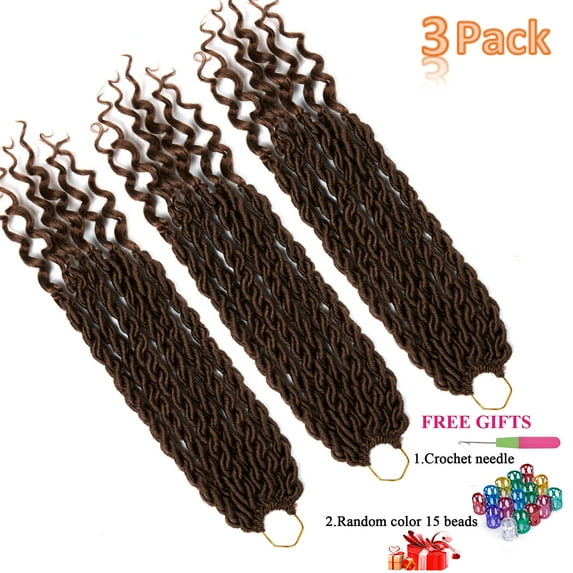 3 Packs 20 Inch Crochet Braid Hair African Twist Crochet Hair Extensions Girls Wig Cool Twist Crochet Braids Crochet Hair with Free Gift Needle for Hair Braiding