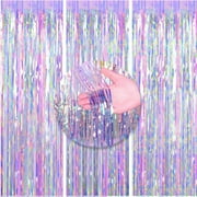 3 Packs 3.3ft x 6.6ft Purple Metallic Tinsel Foil Fringe Curtains Photo Booth Props for Birthday Valentine's Day Bridal Shower Baby Shower Bachelorette Holiday Celebration Party Decorations