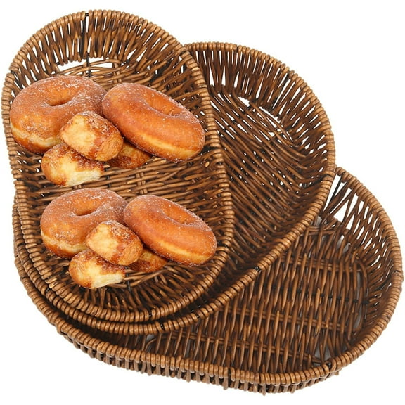 3 Packs 3 Sizes Wicker Bread Baskets,Bexikou Bread & Food Serving Baskets,Handmade Woven Pantry Organizer,Tabletop Food Serving Baskets for Storage,Decorative Home, Restaurant, Bakery