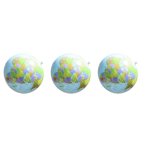 3 Packs 3pcs Inflatable World Globe Ball 16 Inch PVC Beach Toy for Kids Teaching Geography Classroom Decor Student Gift Party Favors Learning Games
