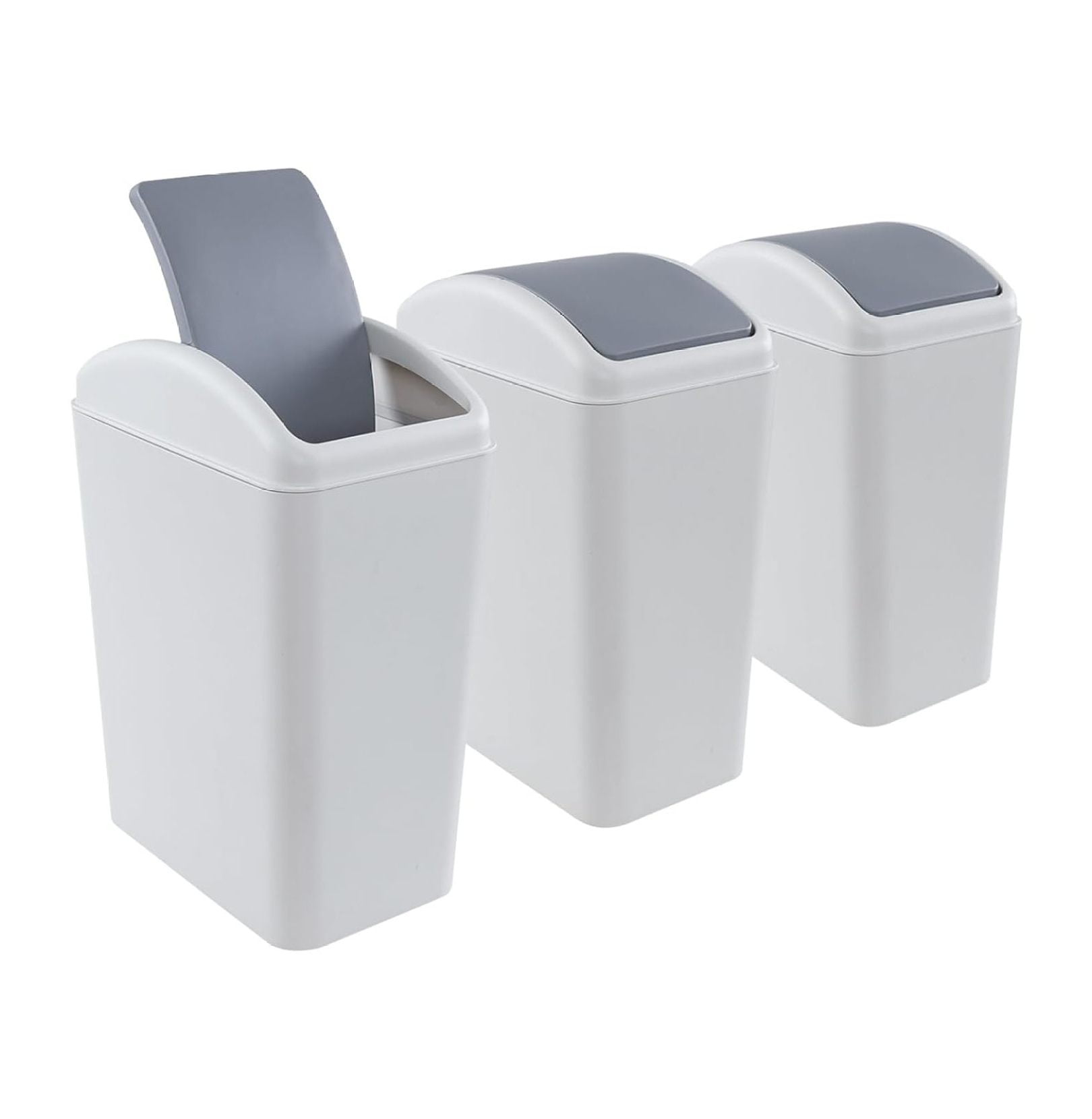 3 Packs 4.5 Gallon Plastic Trash Can with Swing Top Lid, Waste Bin for