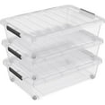 thumbnail image 1 of 3 Packs 40 L Plastic Underbed Storage Containers with Lids, Clear Latching Bin Box with wheels, 1 of 9