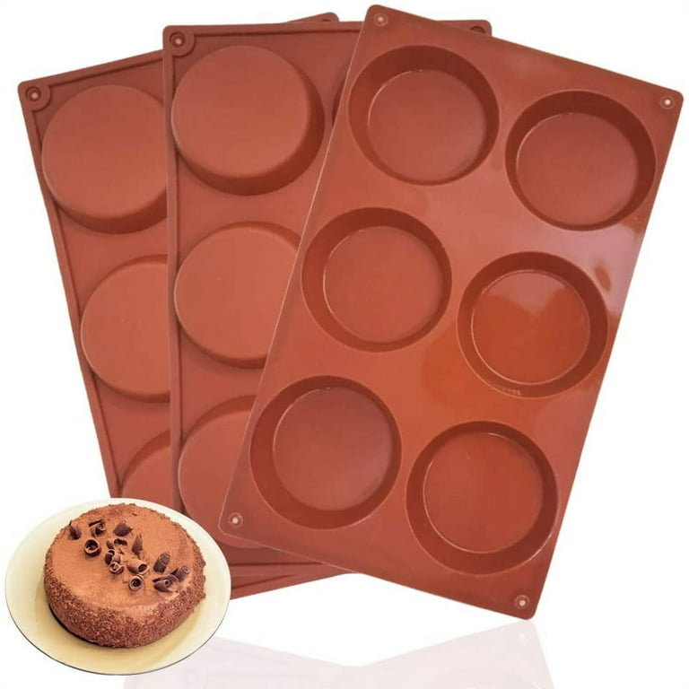 3 Packs 6 Cavity Large Round Disc Candy Silicone Molds, DaKuan Non-Stick  Baking Molds, Mousse Cake Pan for French Dessert, Pie, Candy, Soap, Dia 3.1  Inch- Reddish 