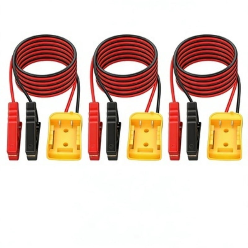 3 Packs 6ft 12AWG Jumper Cable Clamps for 18V Lithium Battery, Heavy-Duty Booster Wire for Automotive Emergency Starting and Outdoor Power Supply