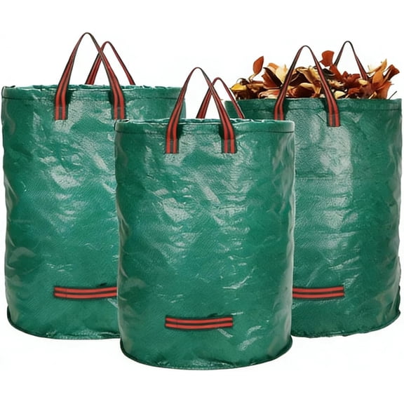 3 Packs 72 Gallon Reusable Yard Waste Bags Extra Large Heavy Duty Collapsible Garden Leaf Bags With Reinforced Handles and Plastic Ring for Garden Trash Leaves Lawn Debris Clean Up