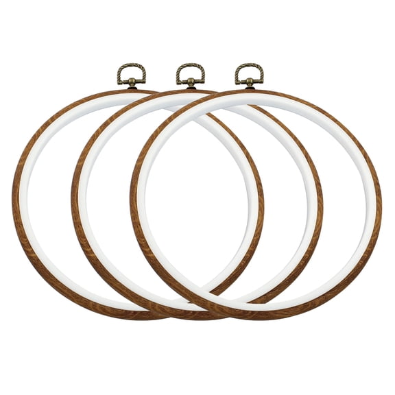 3 Packs 8 Inch Embroidery Hoop Frame Set, Round Circle Imitated Wood Display Frame, Cross Stitch Hoops for Art Craft Sewing and Hanging
